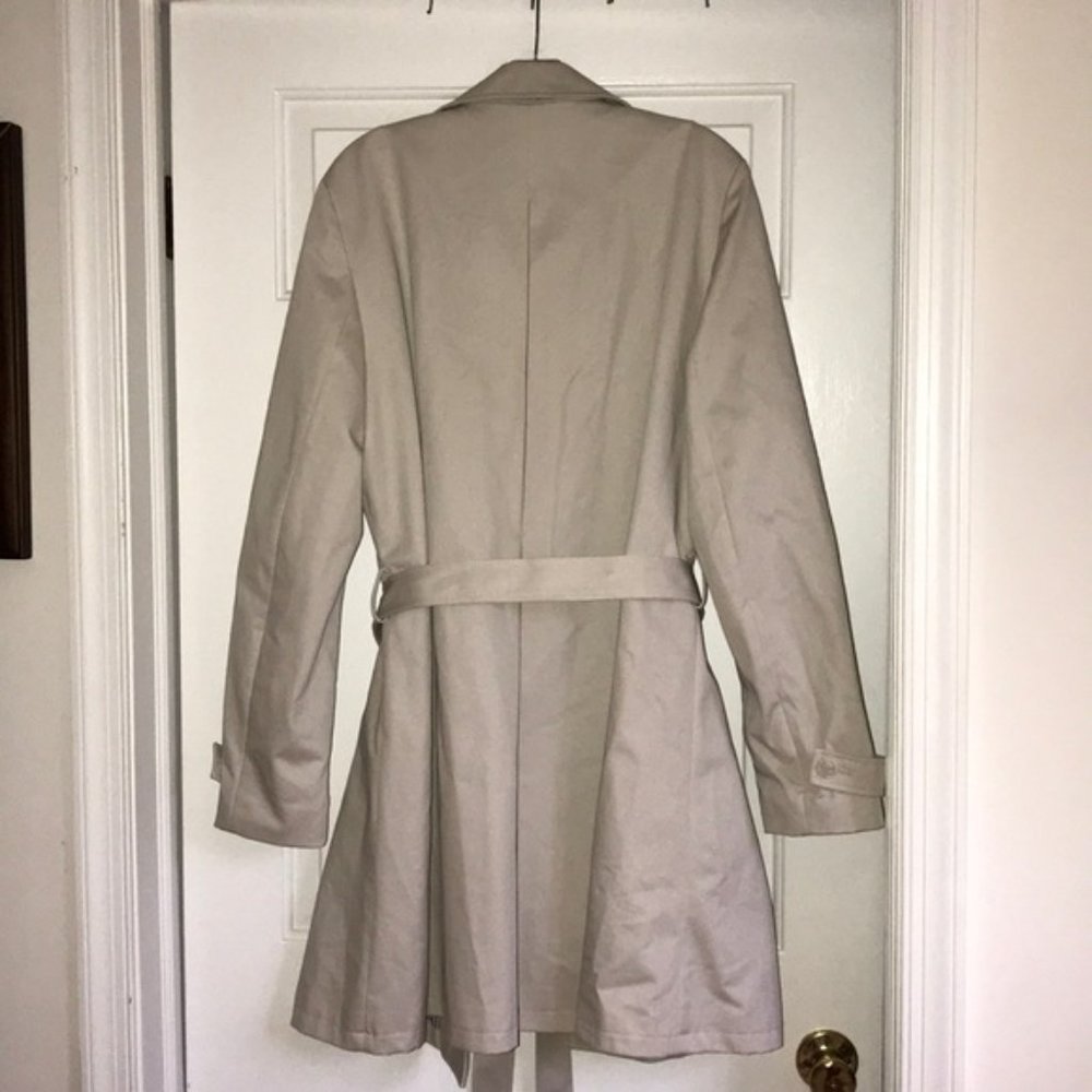 Garnet Hill Khaki Pinstripe Lining Fall 🍂 🍁 Trench Coat - Picture 3 of 7